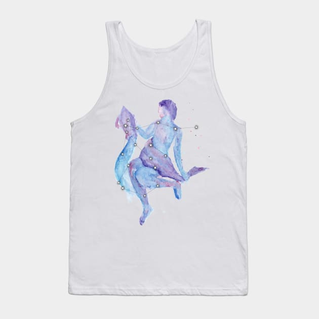 Aquarius Galaxy Watercolor Tank Top by Dbaudrillier